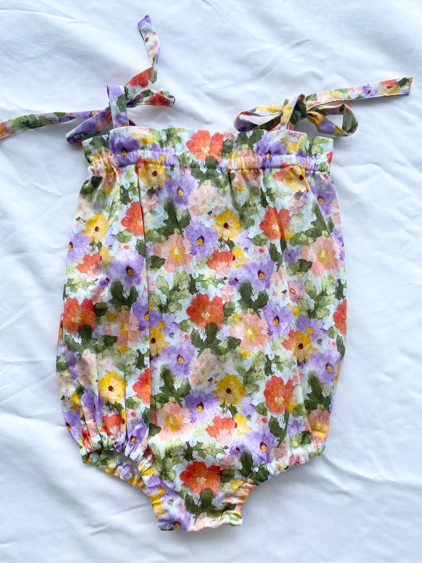 Libby Shoestring Romper - Cotton Poplin - Impressionist Floral