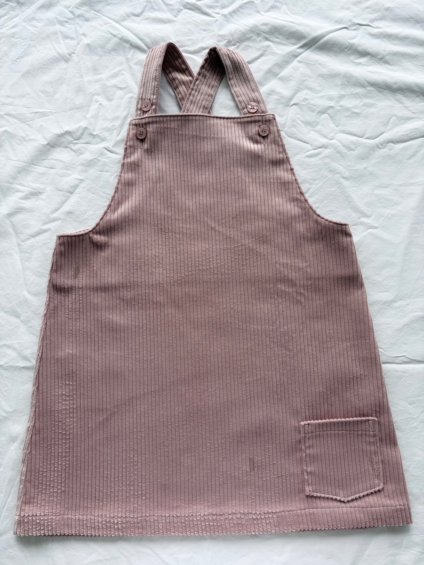 Sylvie Pinafore - Wide Wale Corduroy - Dusty Pink