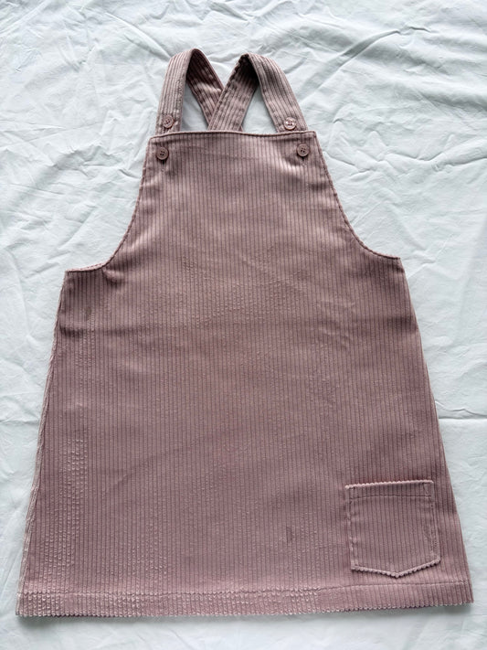Sylvie Pinafore - Wide Wale Corduroy - Dusty Pink
