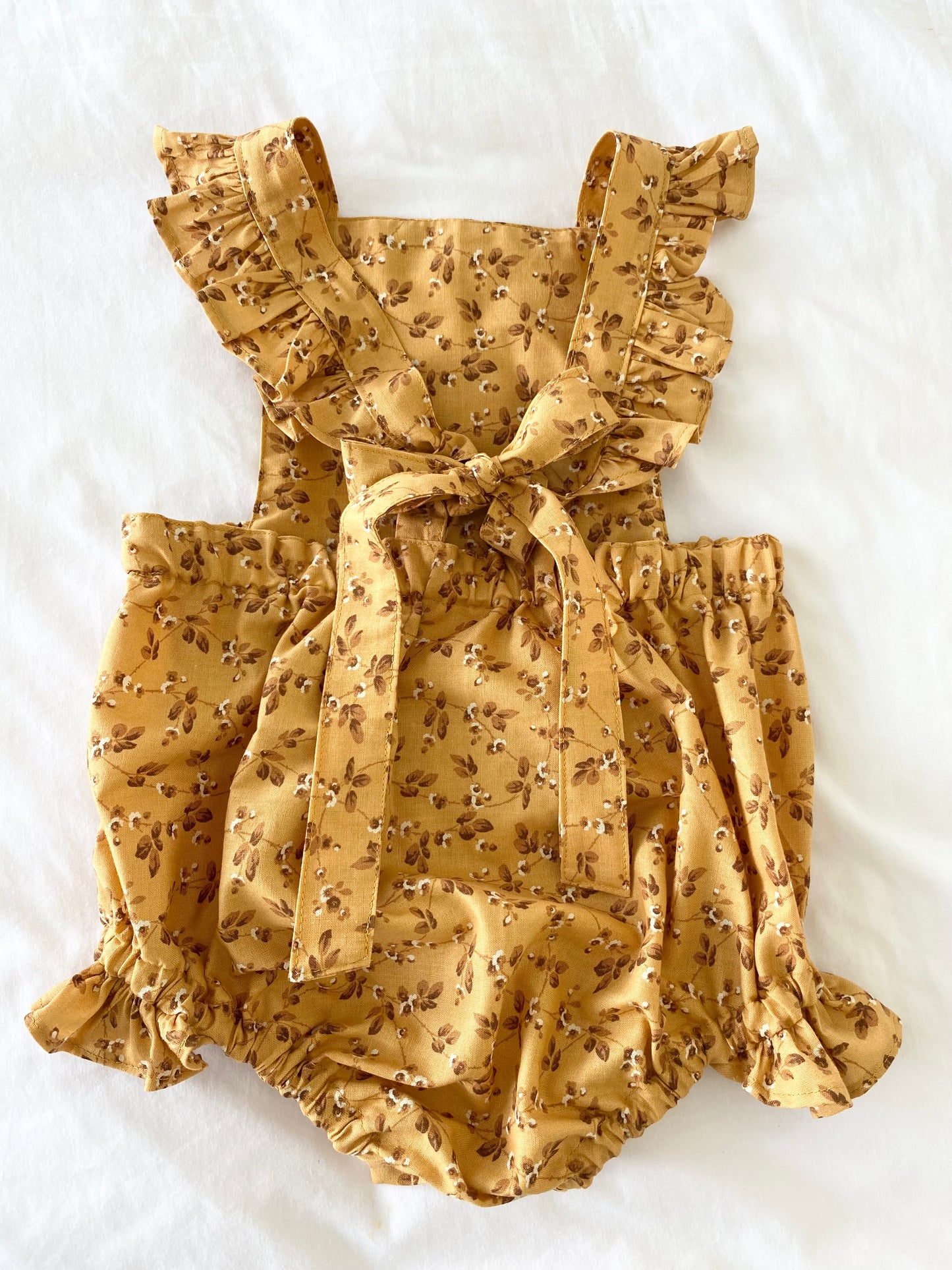 Marigold Romper - Tan Floral Cotton