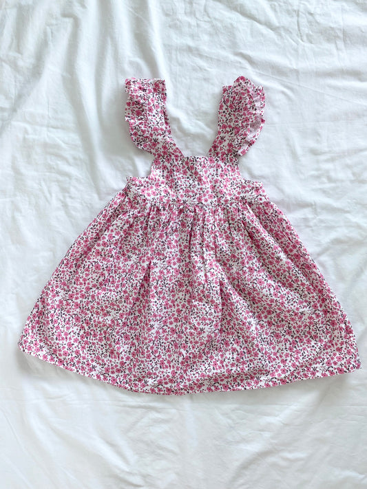 Marigold Dress - Poplin Cotton - Pink Floral