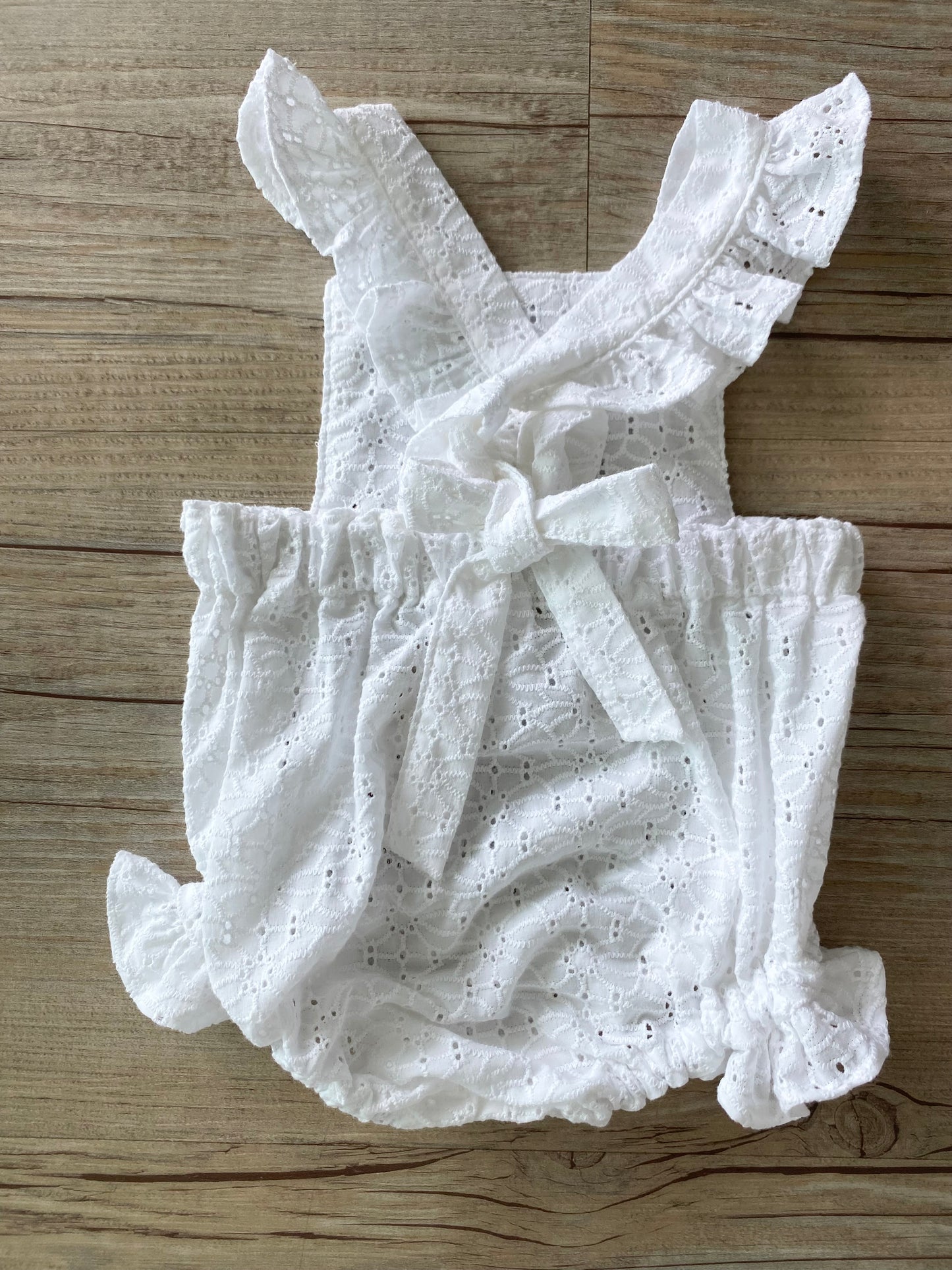 Marigold Romper ~ White Cotton Broderie Anglaise