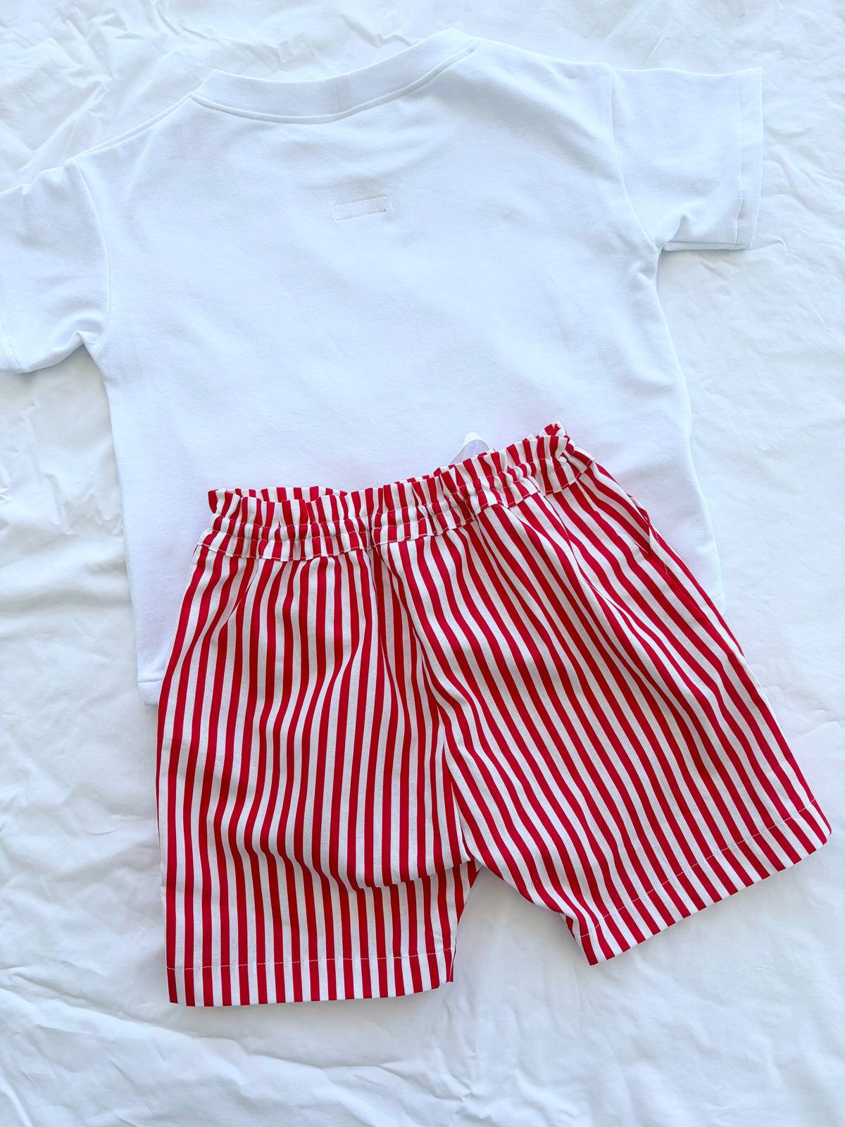Christmas Shorts - Cotton Red and White Stripe