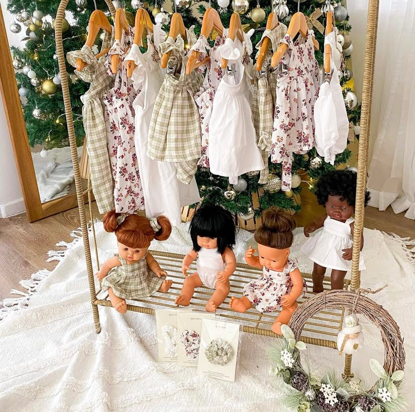 Custom Made Matching Doll’s Outfits, Bows and Scrunchies to be made in the same fabric as your purchased outfit