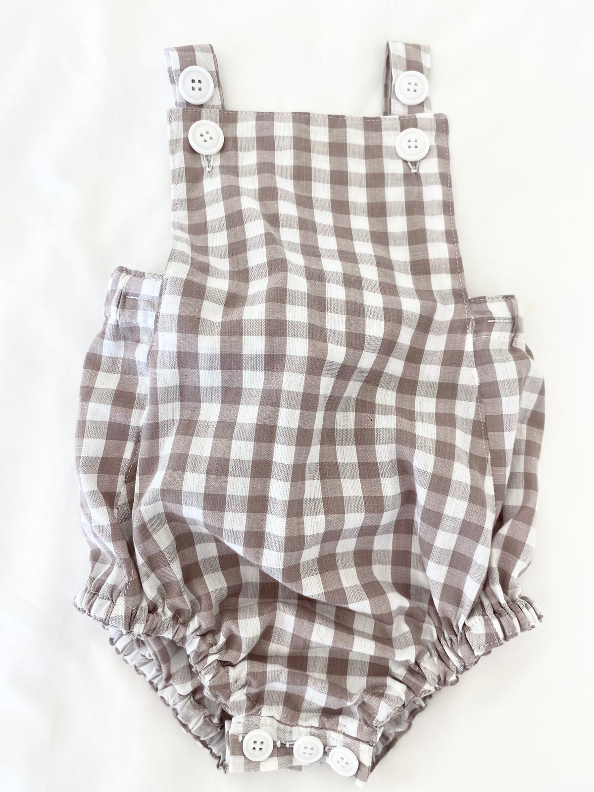 Unisex Romper - Cotton Gingham Mocha