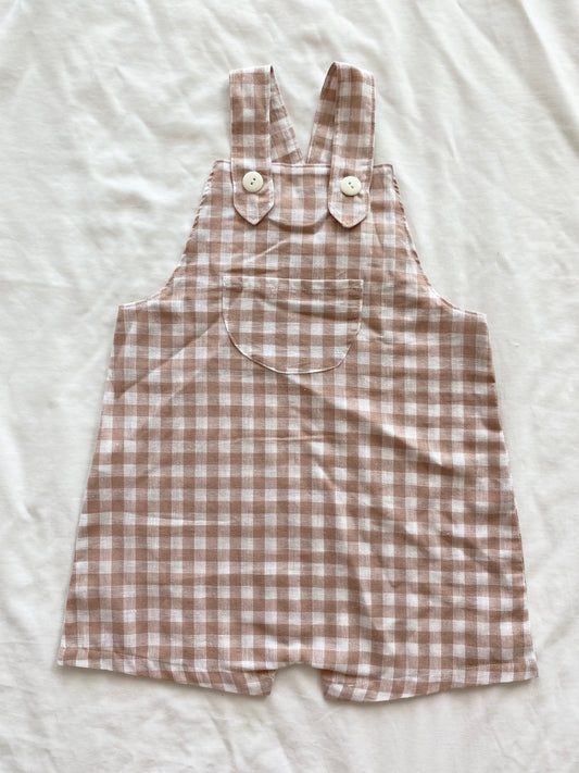 Unisex Loose Fit Overall - Bots Wear - Flax Cotton Gingham Pine