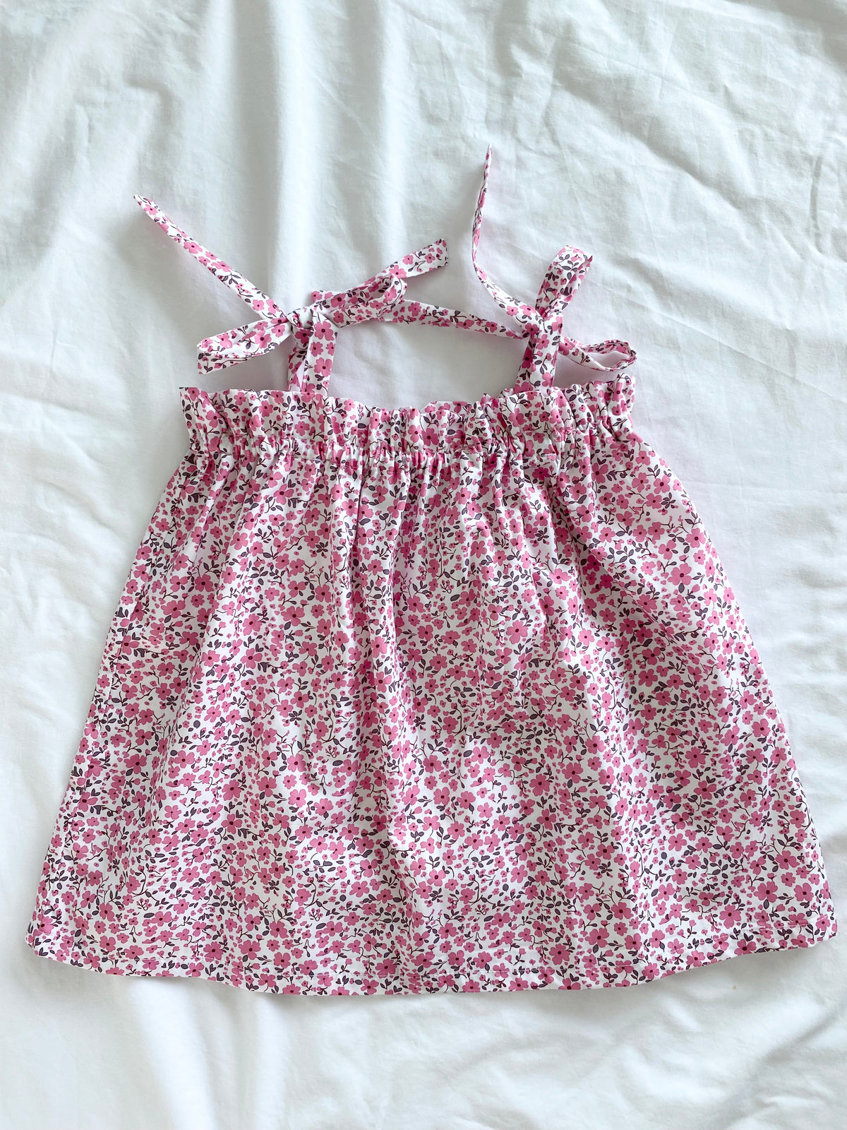 Capri Shoestring Dress - Poplin Cotton Pink Floral