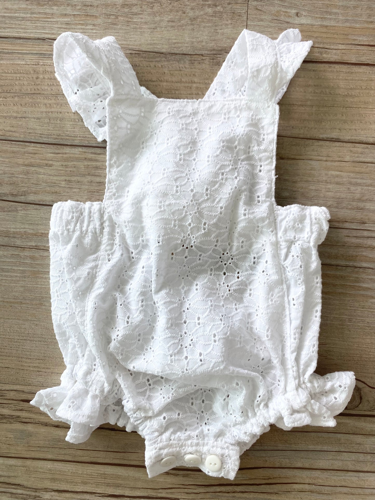 Marigold Romper ~ White Cotton Broderie Anglaise