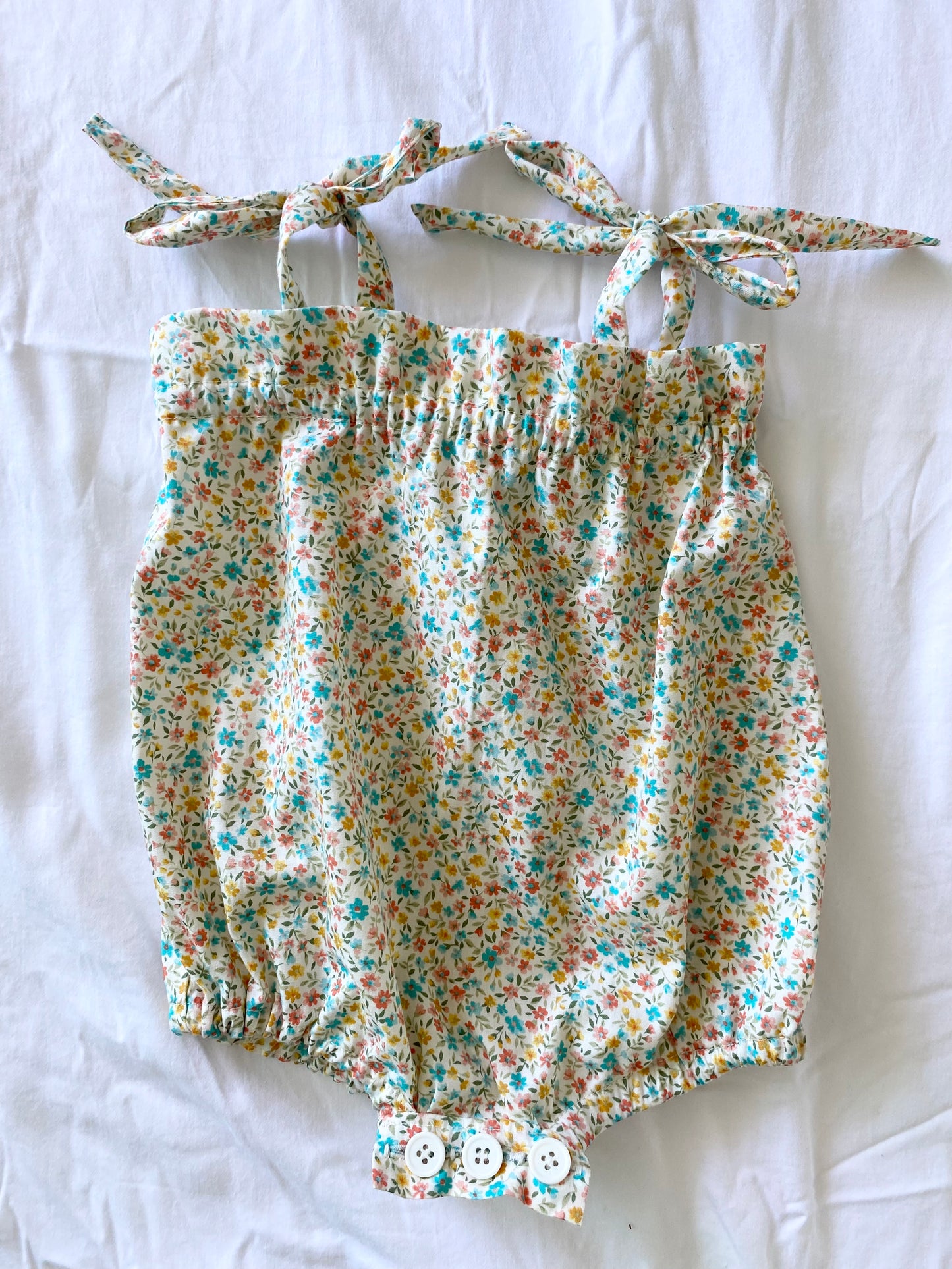 Libby Shoestring Romper - Cotton Poplin Multi Yellow Sprig