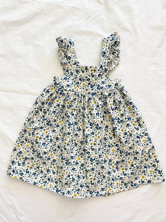 Marigold Dress - Corduroy - Cream Blue Liberty