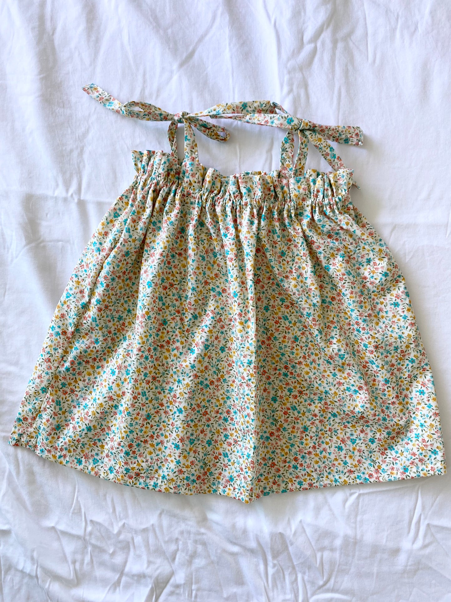 Libby Shoestring Dress - Cotton Poplin Multi Yellow Sprig