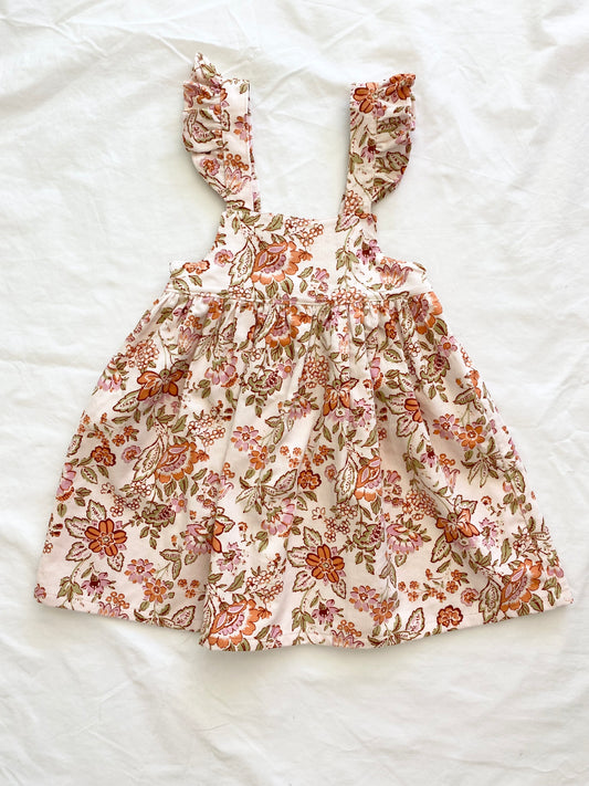 Marigold Dress - Corduroy- Pale Pink Autumn Floral