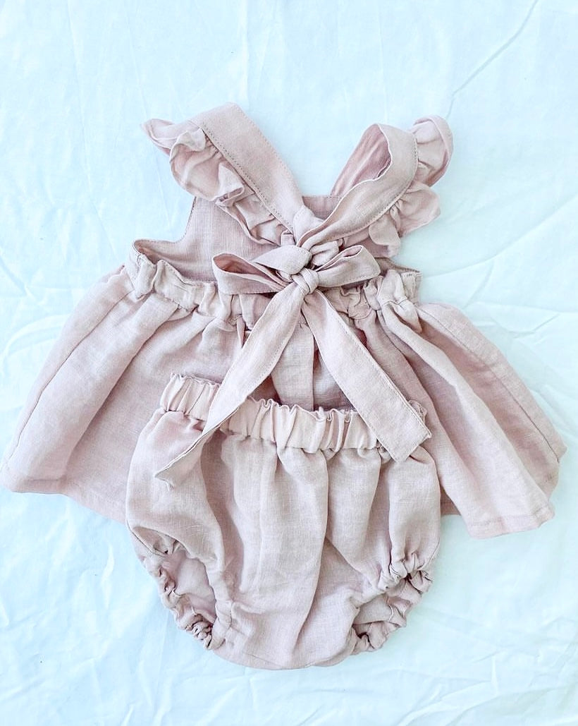 Marigold Peplum Set - Cotton Linen Dusty Pink