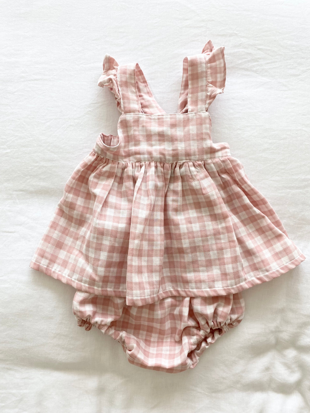 Marigold Peplum Set - Double Cloth Gingham Cotton Dusty Pink