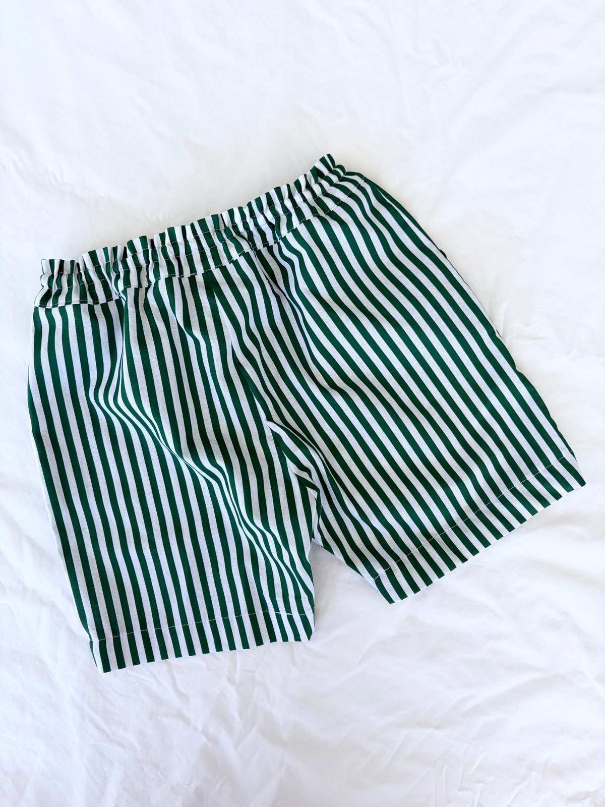 Christmas Shorts - Cotton Green and White Stripe
