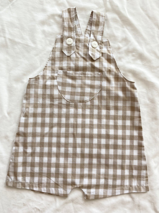 Unisex Loose Fit Overall - Boys Wear - Cotton Gingham Beige