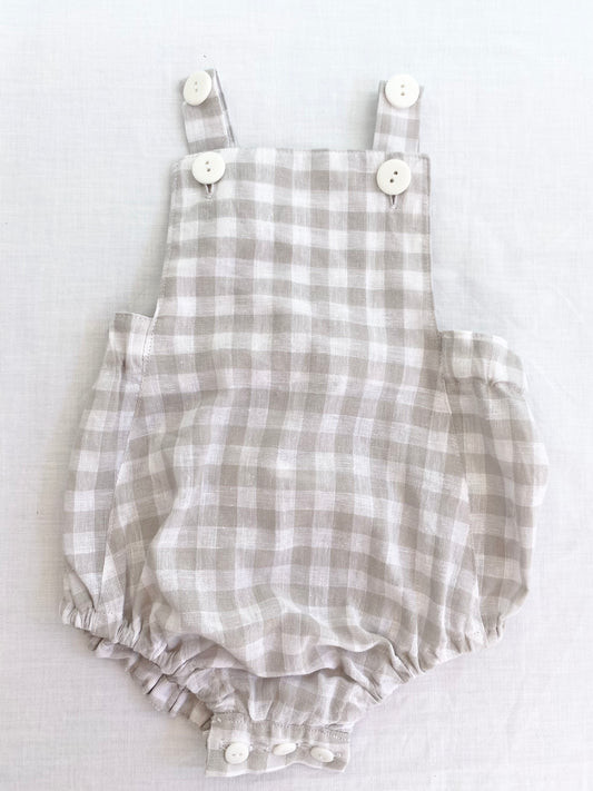 Unisex Romper - Cotton Gingham Ash
