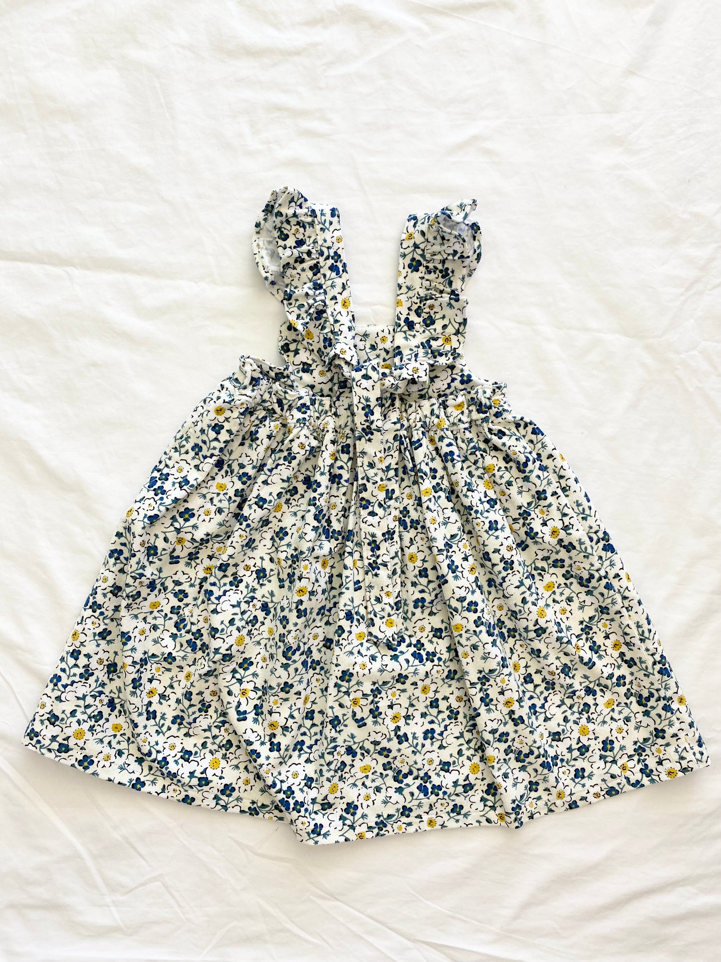 Marigold Dress - Corduroy - Cream Blue Liberty
