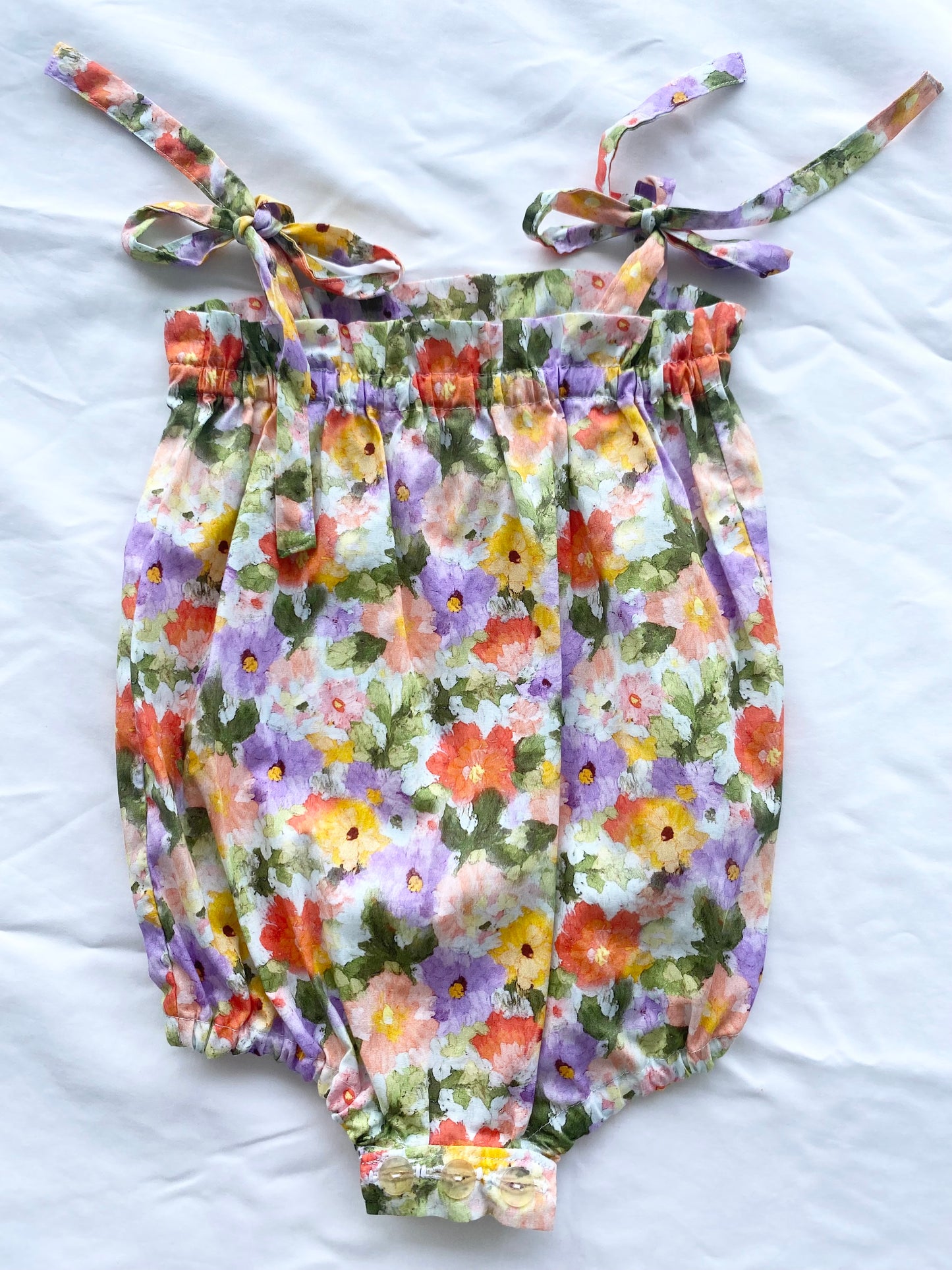 Libby Shoestring Romper - Cotton Poplin - Impressionist Floral