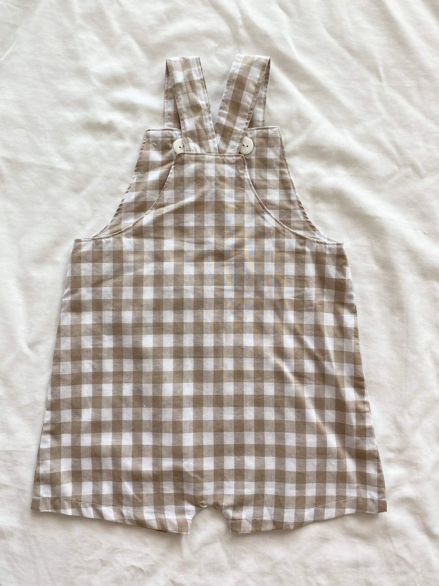 Unisex Loose Fit Overall - Boys Wear - Cotton Gingham Beige