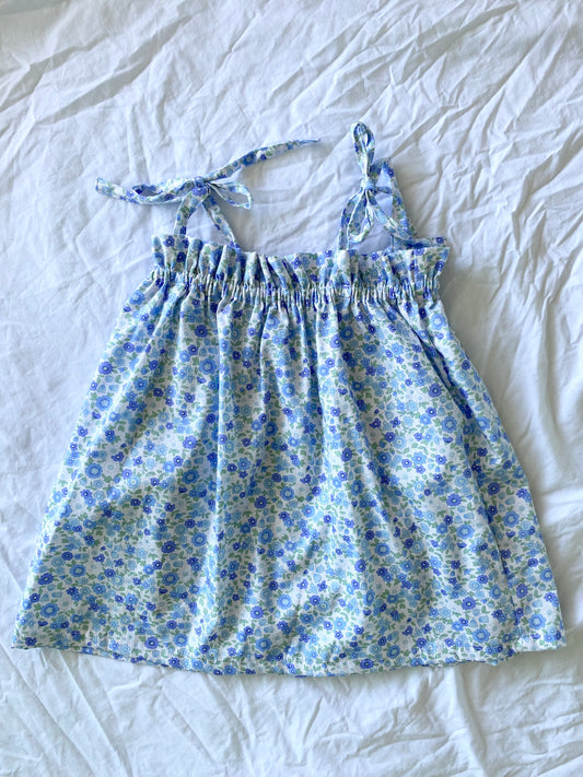 Libby Shoestring Dress - Cotton Poplin Blue