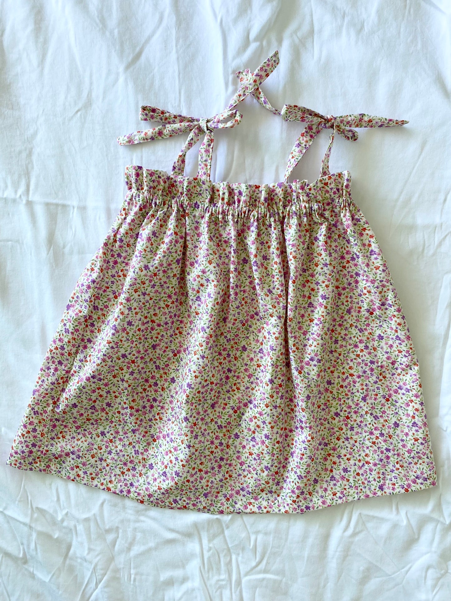 Libby Shoestring Dress - Cotton Poplin Multi Pink Sprig