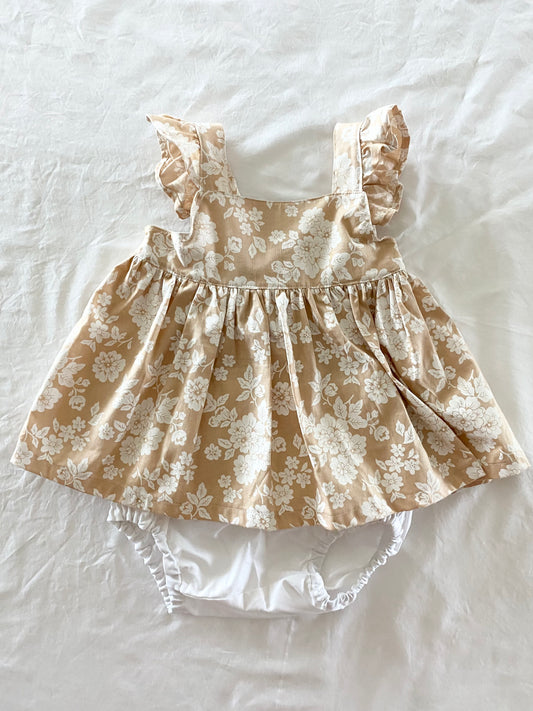 Marigold Peplum Set - Fawn Liberty Peplum Cotton Top with White Cotton Pants