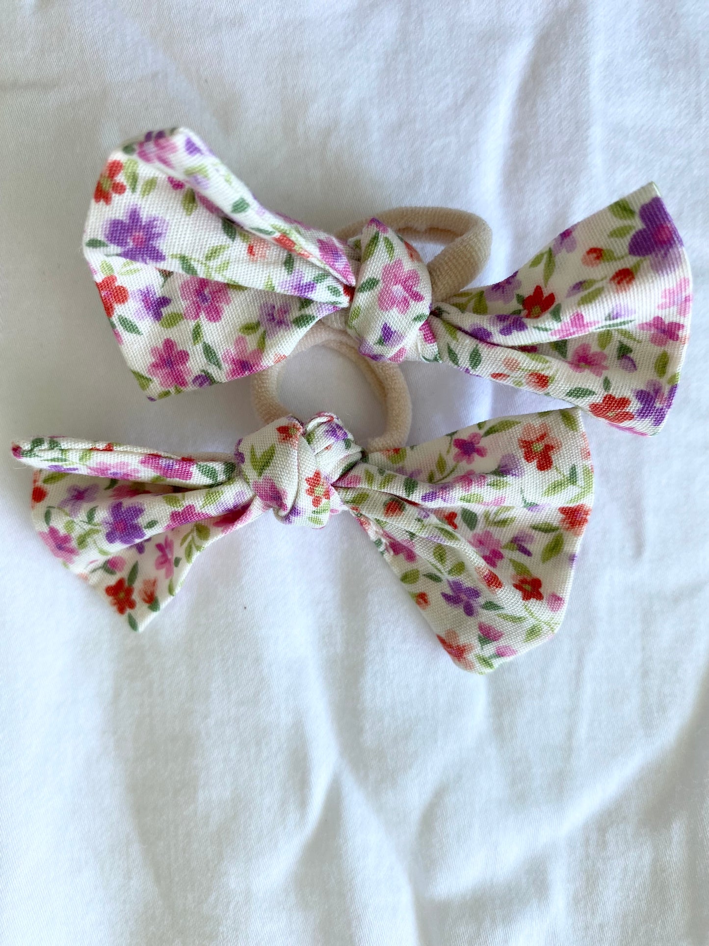 Libby Multi Pink Sprig Bows & Scrunchies - Cotton Poplin