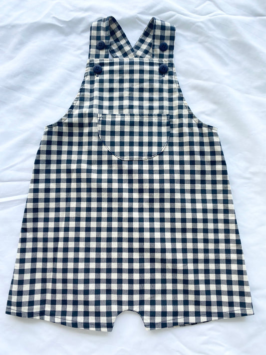 Unisex Bib Overalls - Organic Gingham Cotton - Navy