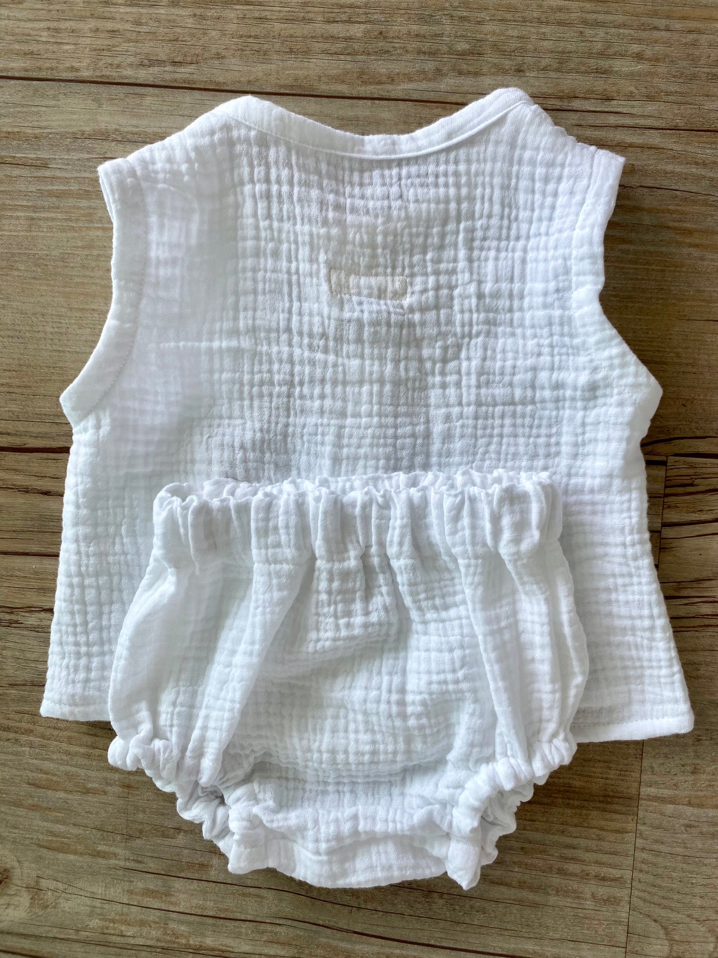 Unisex Buttoned Top/Pant Set ~ White Cotton Muslin