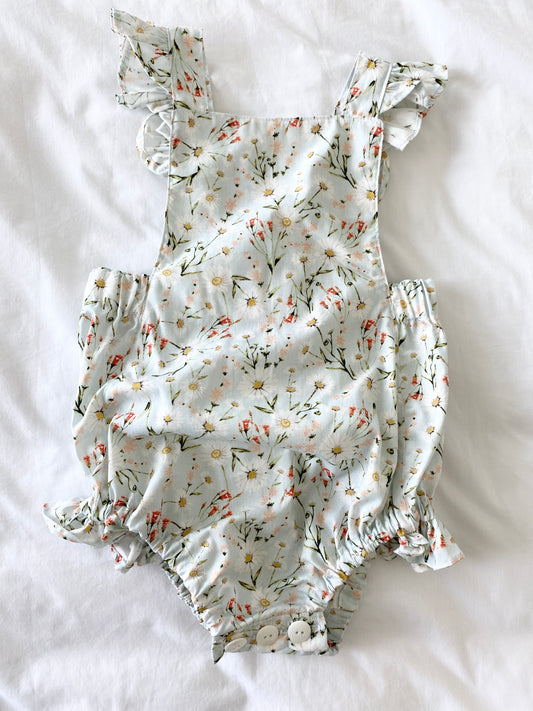 Marigold Romper - Daisy Blue - Japanese Poplin