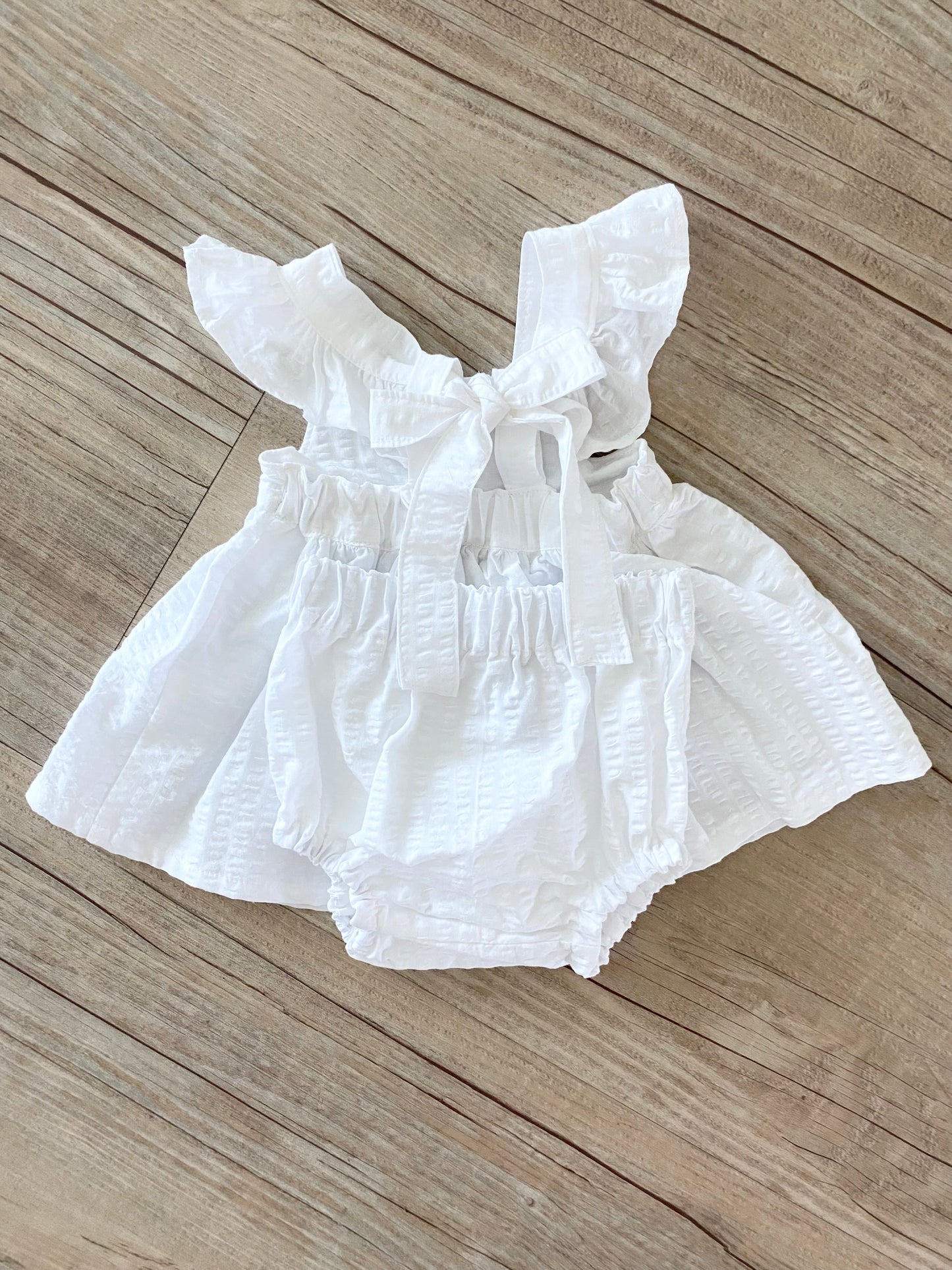 Marigold Peplum Set - White Seersucker Cotton