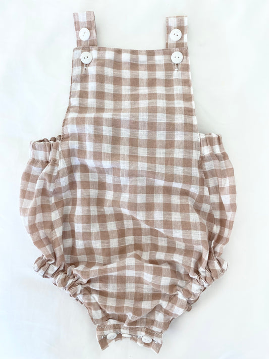 Unisex Romper - Cotton Gingham Pine