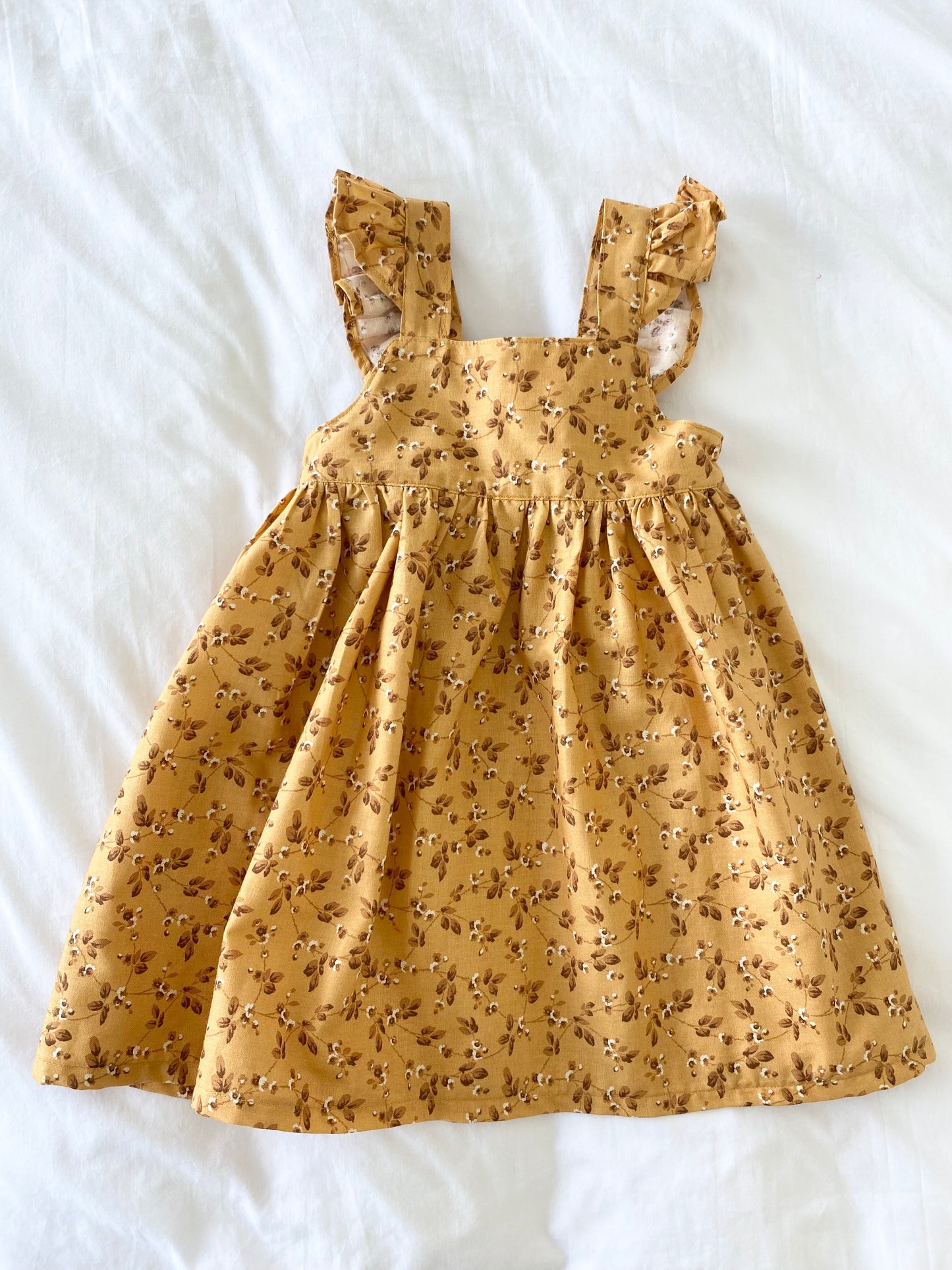 Marigold Dress - Tan Floral Cotton