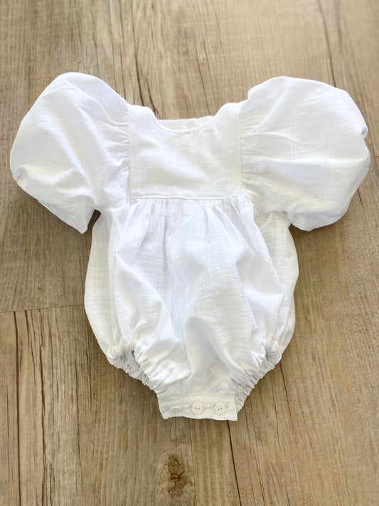 The Portia Romper - White Cotton