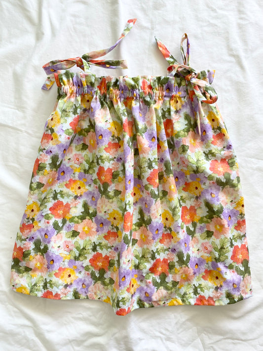 Libby Shoestring Dress - Cotton Poplin Impressionists Floral