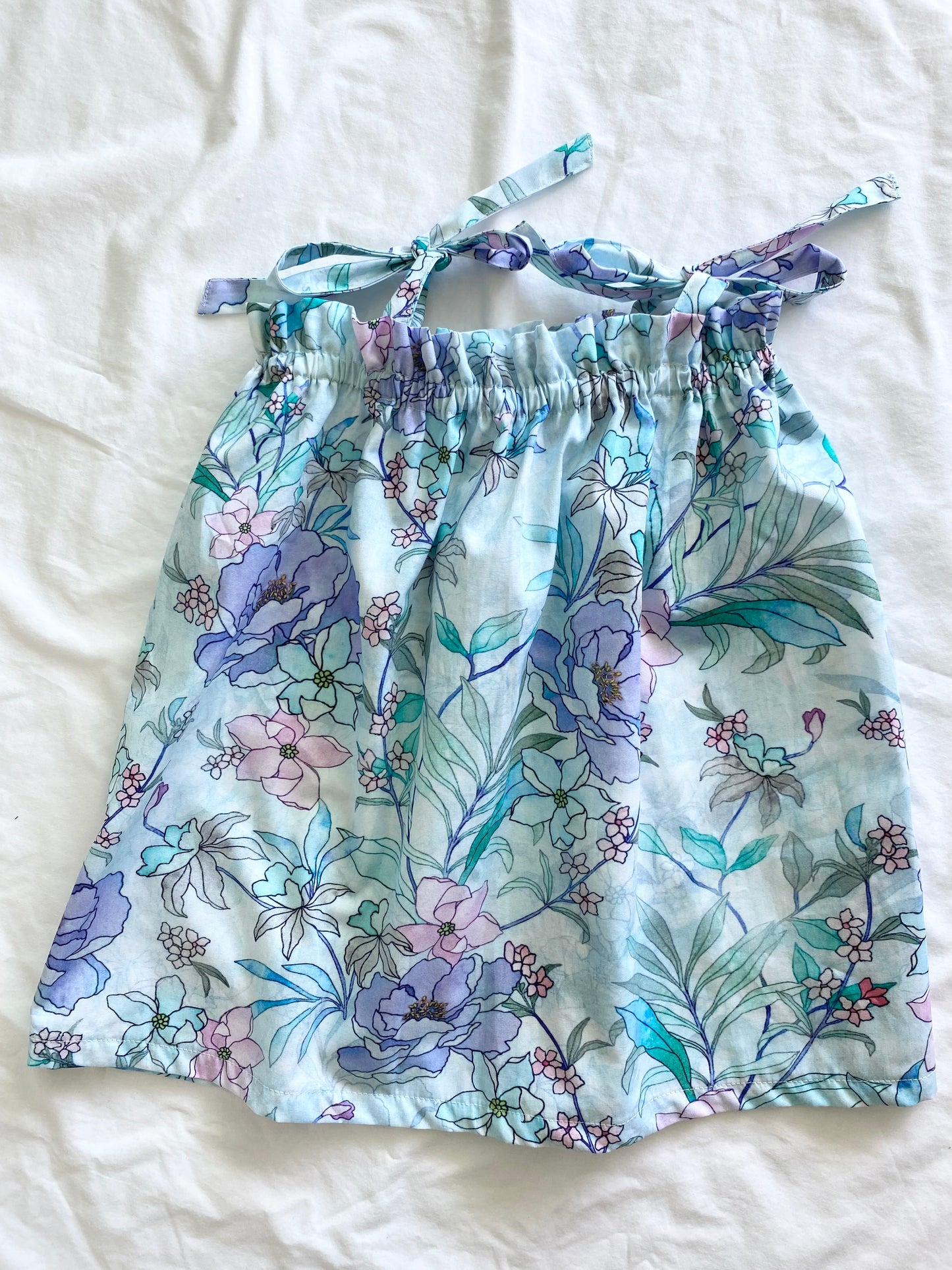 Libby Shoestring Dress - Cotton Poplin - Blue Star Floral