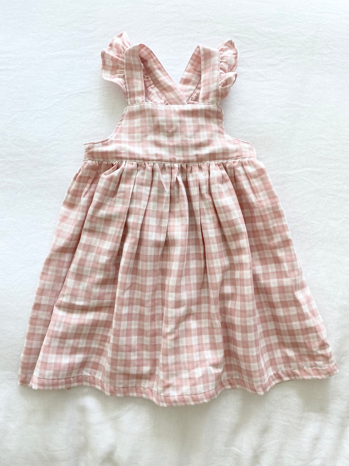 Marigold Dress - Double Cloth Cotton Gingham Dusty Pink