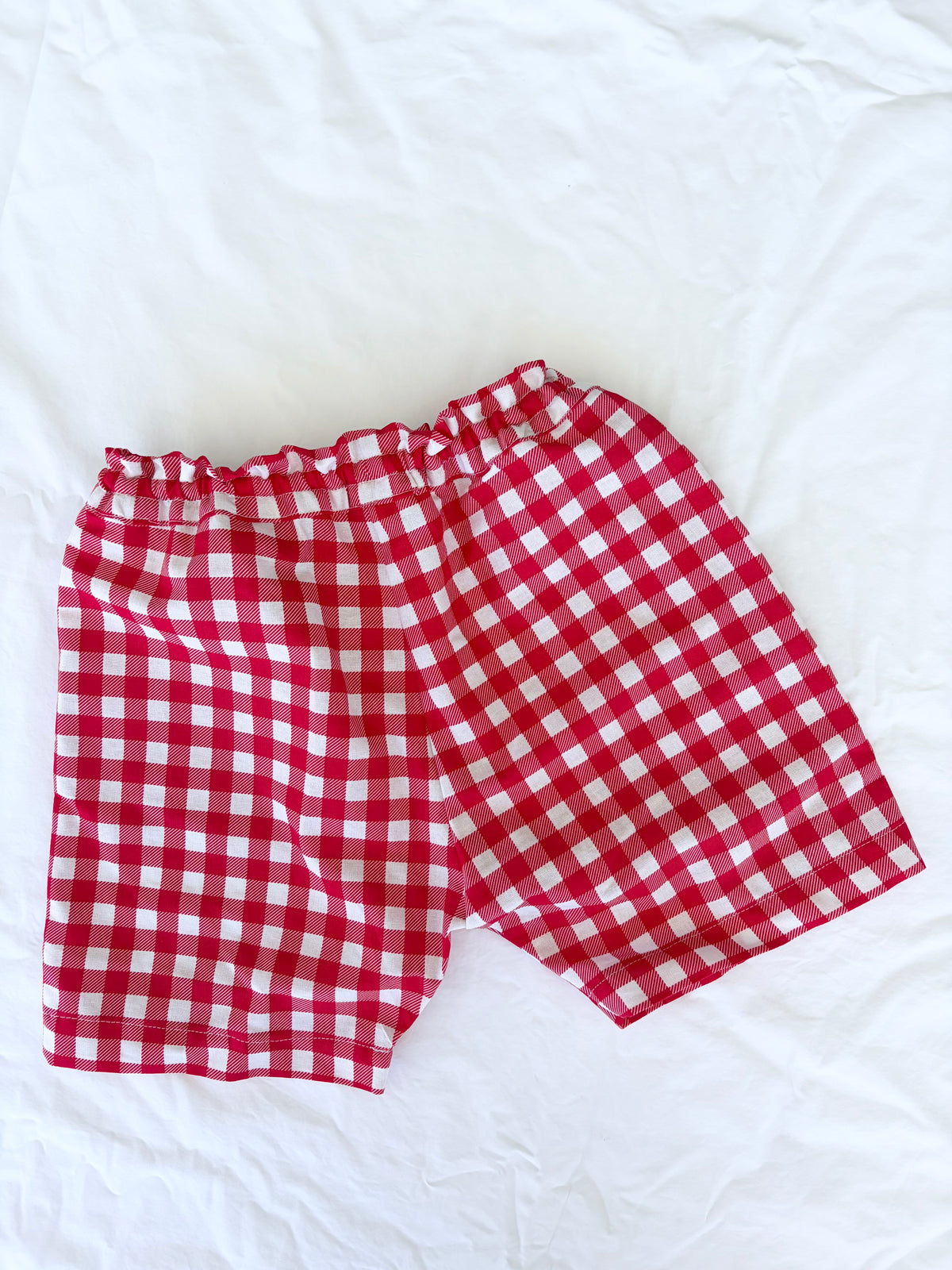 Christmas Shorts - Cotton Gingham Red and White Check