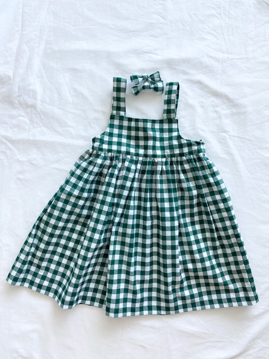 The Christmas Collection Matching Dress - Green/White Cotton Gingham