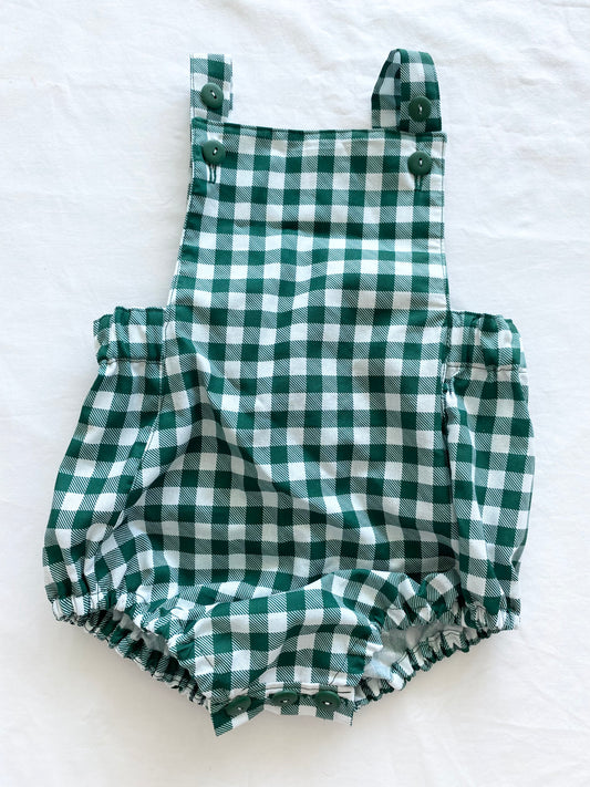 The Christmas Collection Unisex Romper - White/Green Cotton Gingham