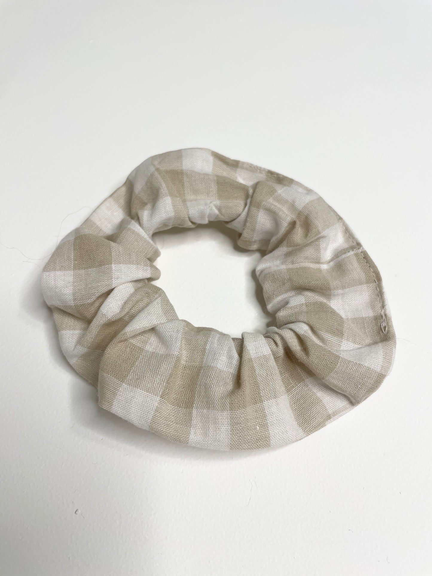 Scrunchies- Cotton Gingham Beige