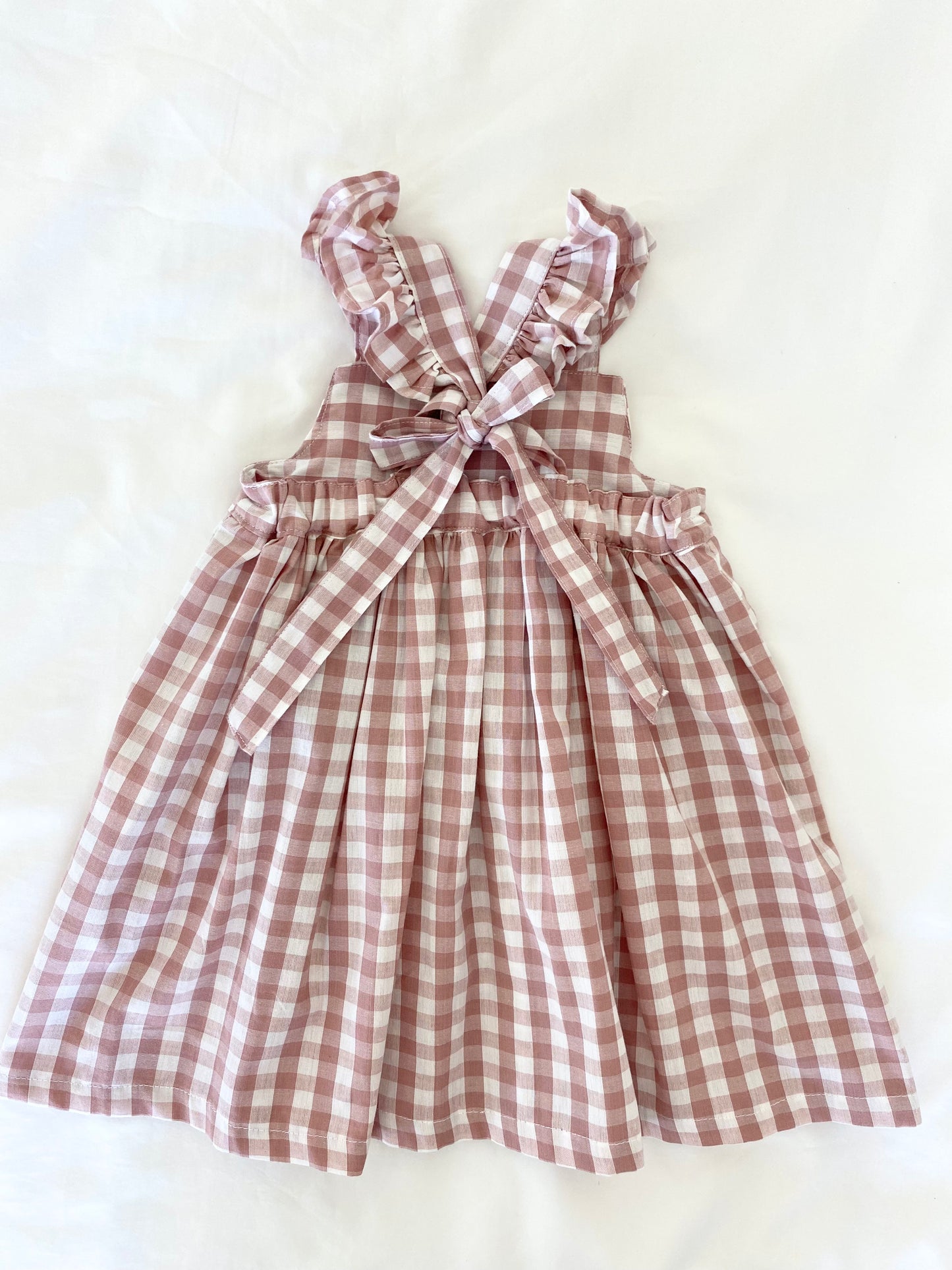 Marigold Dress - Cotton Gingham Antique Pink