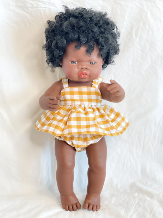 Marigold Dolls Peplum Set - Cotton Gingham Golden Spice