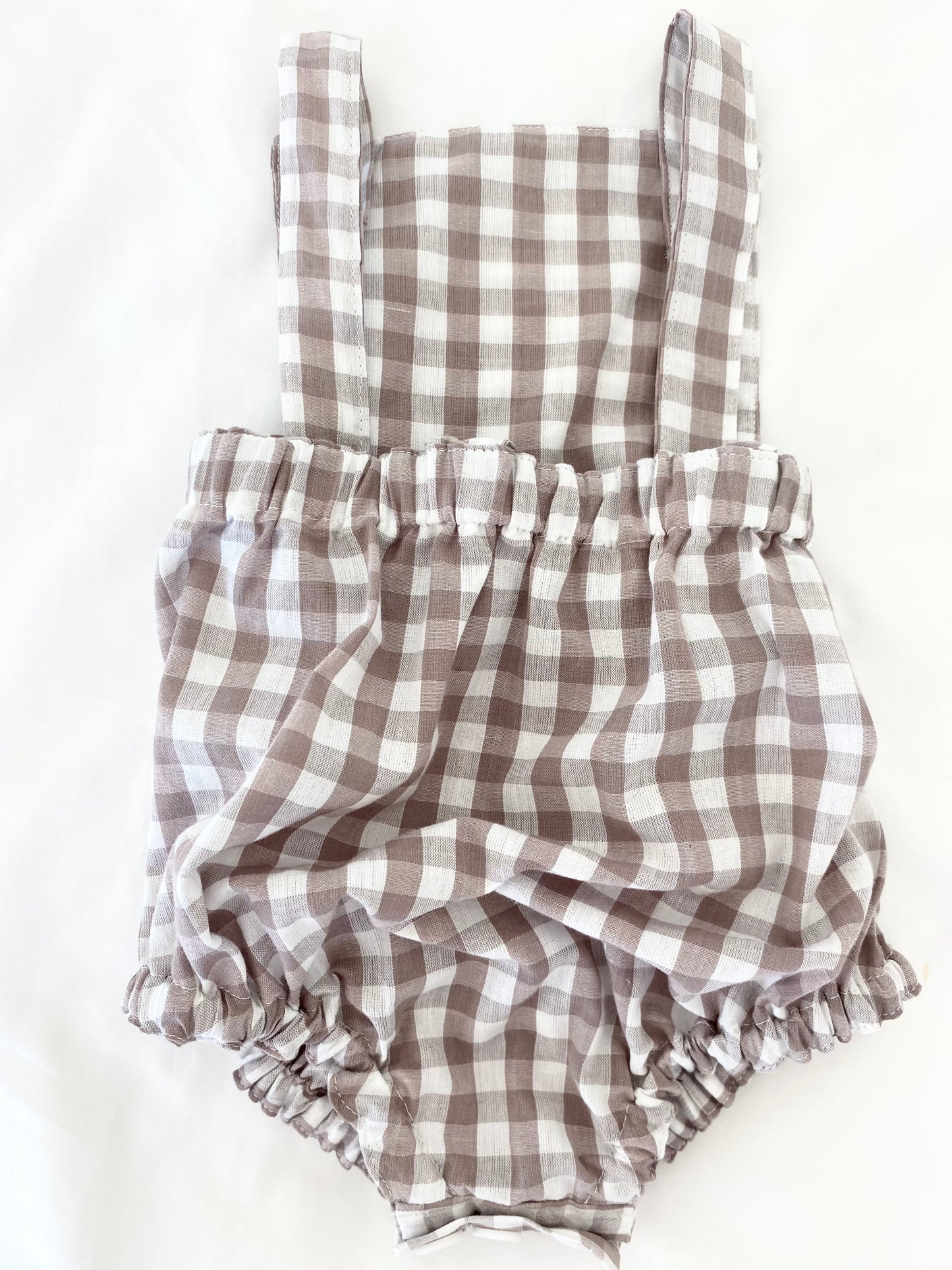 Unisex Romper - Cotton Gingham Mocha