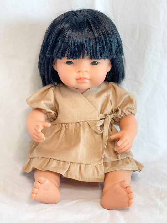 Ellis Wrap Dolls Dress - Cotton Caramel