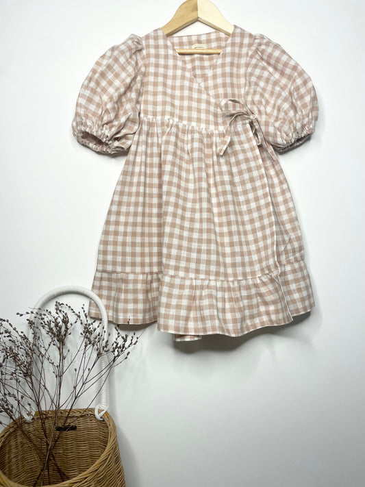 Ellis Wrap Dress - Cotton Gingham Pine