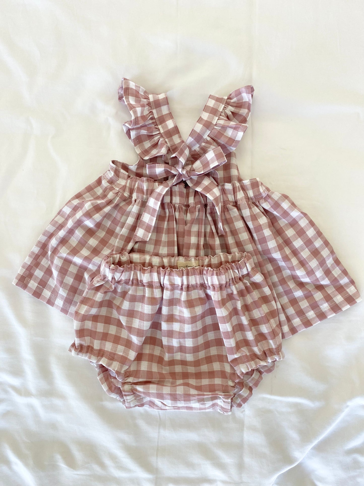 Marigold Peplum Set - Cotton Gingham Antique Pink