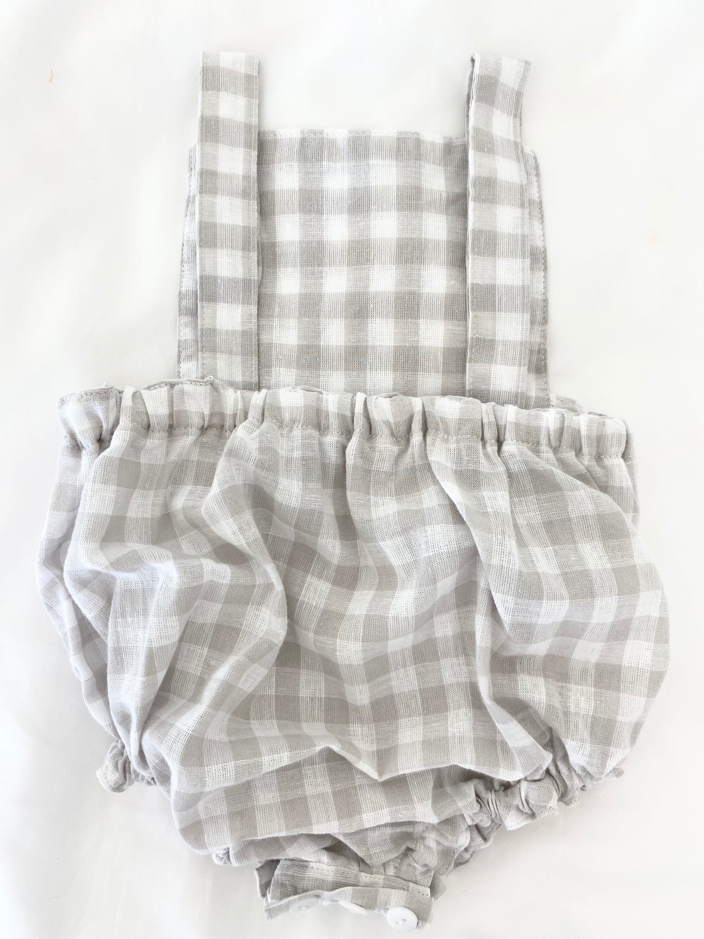 Unisex Romper- Cotton Gingham Ash