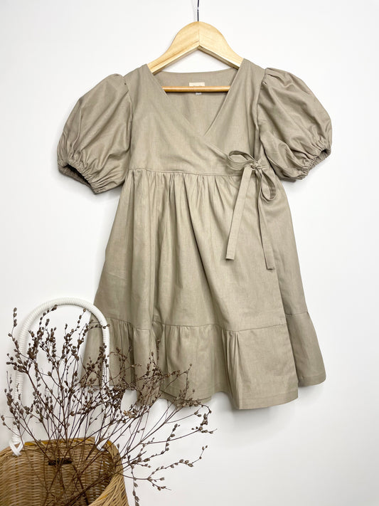 Ellis Wrap Dress - Cotton Stone